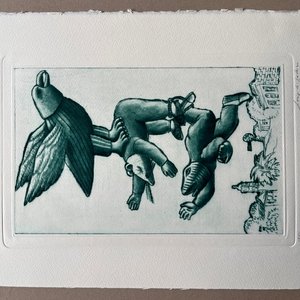Grabado "El ratón y la rana" de Luis Alberto Solari, Edición 155/200 - imagen 2