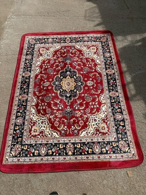 Alfombra Persa Roja y Negra 120x100 cm
