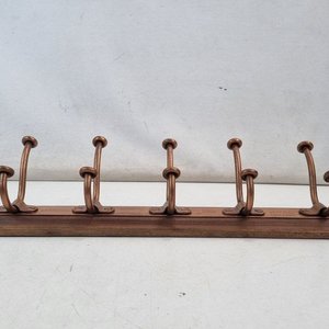 Perchero de Pared de Madera con 5 Ganchos Dobles de Metal Patinado - imagen 4