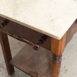 Mesa de Lavatorio Colonial con Toallero, Cajones y Estante de Mármol - imagen 2