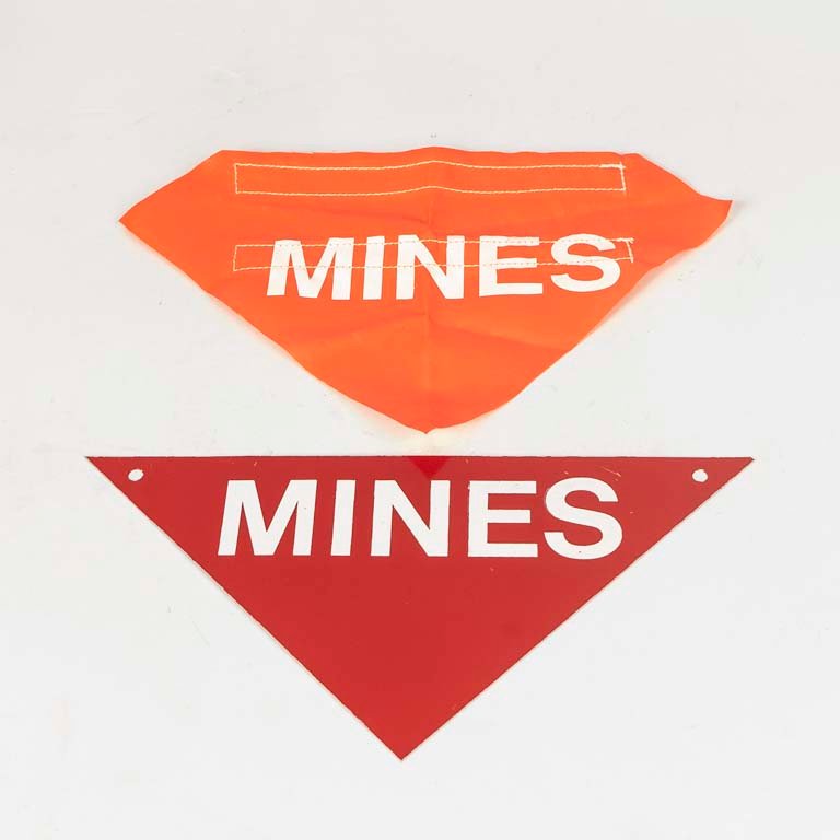 Lote siguiente: Carteles para campo minado de chapa y lona