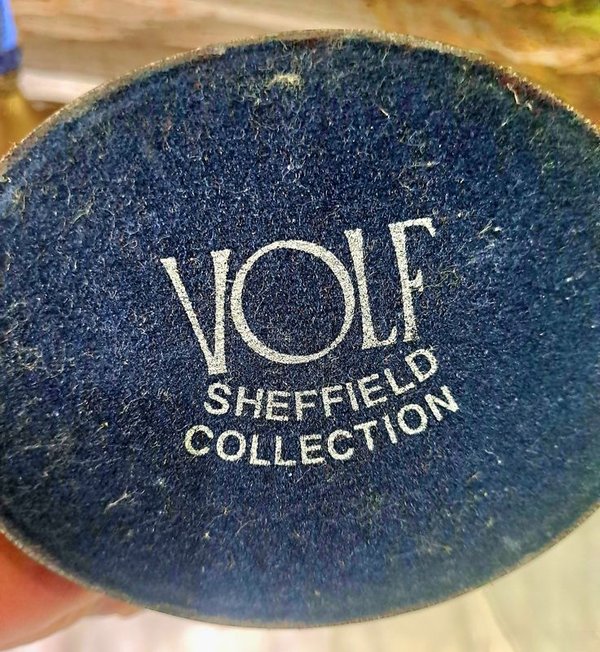 Candilabros de Platina y Vidrio Azul Colección Volf Sheffield - imagen 3