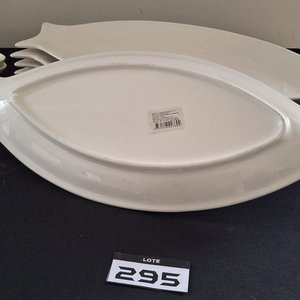 Juego 12 Piezas Cerámica Blanca Forma de Pez: 6 Fuentes y 6 Salseras - imagen 3