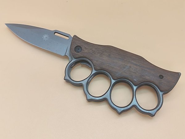 Navaja Táctica Plegable con Estructura Metálica y Empuñadura de Madera - imagen 1