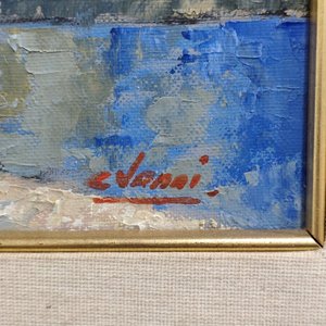 Óleo sobre Fibra "Costa Blanca" de Cesar Vanni con Marco Dorado - imagen 4