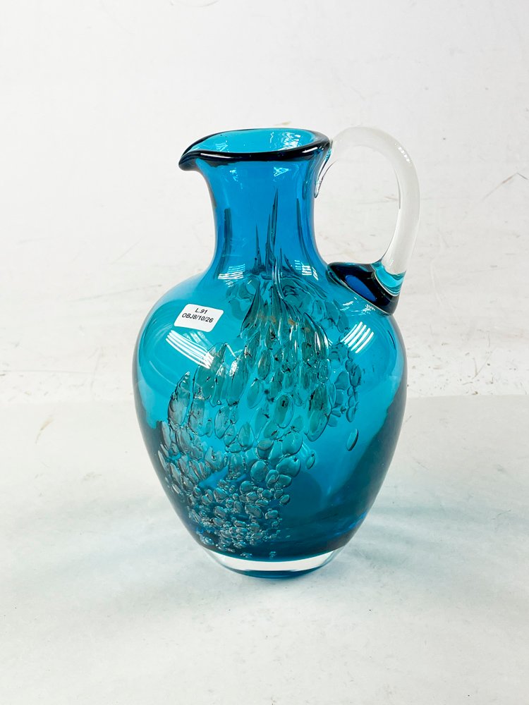 Jarra en cristal azul asa hialina 25 cm