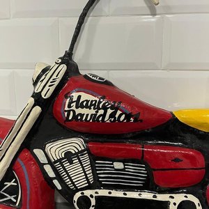 Pieza Decorativa Moto Harley Davidson Artesanal de Cuba - imagen 2