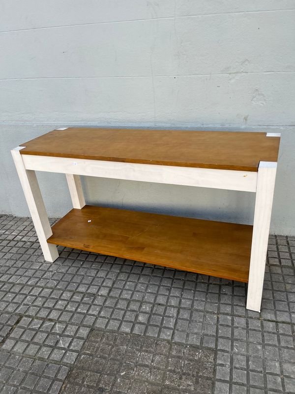 Mesa de Arrime Moderna Madera Clara y Patas Blancas - imagen 1