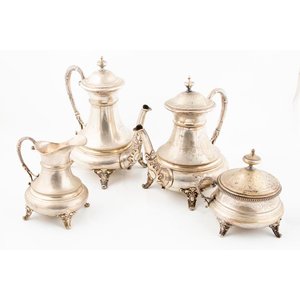 Juego de Té de Plata Labrada con Monograma (4 Piezas) - imagen 1