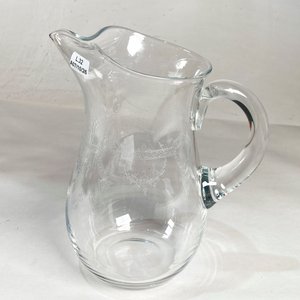 Jarra y Cinco Copas de Cristal con Grabado Floral - imagen 2