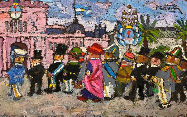 Pintura de Jorge Centurion: Desfile político en la Casa Rosada - imagen 1