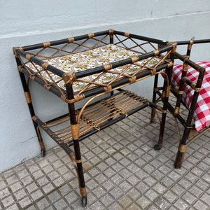 Juego de Patio Ratan: Mesa con Azulejos y 2 Sillones con Almohadones - imagen 6
