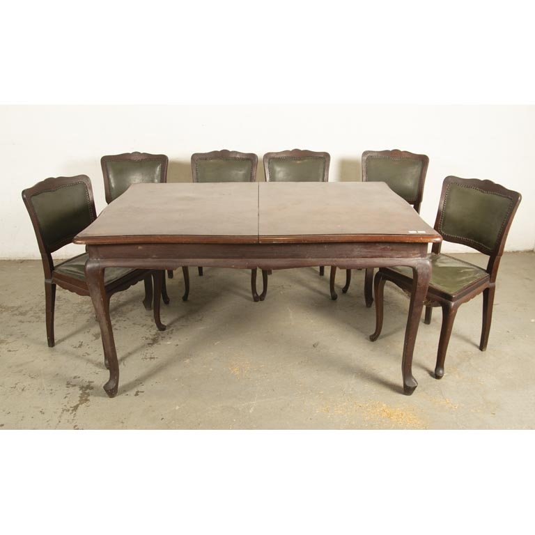 Mesa de Comedor Francesa con Seis Sillas Estilo Luis XV