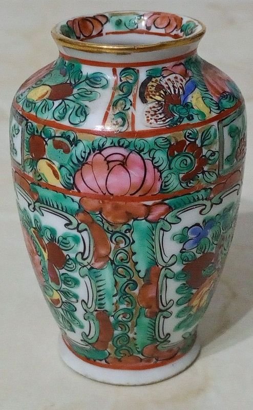 Jarrón Chino Porcelana Estilo Macao Decoración Polícroma