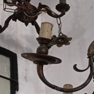 Araña Holandesa de Bronce con 6 Luces y Restauración - imagen 5