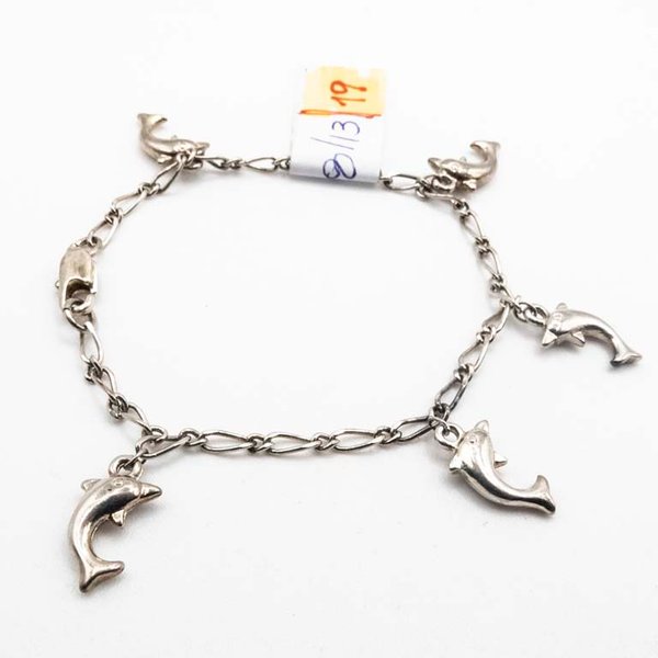 Pulsera de Plata con Dijes de Delfines - 16cm - imagen 1