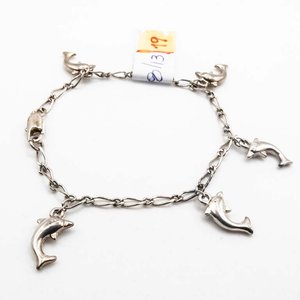 Pulsera de Plata con Dijes de Delfines - 16cm - imagen 1