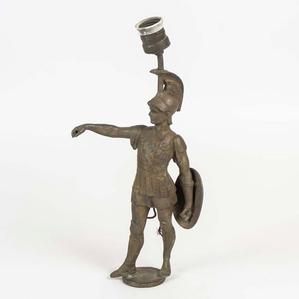 Lámpara de Mesa con Figura de Guerrero de Metal - imagen 1