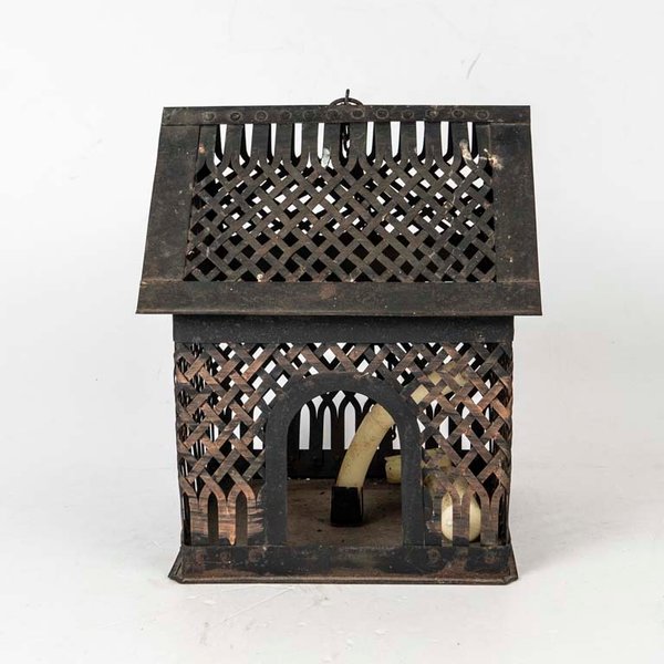 Portavelas Colgante de Chapa Calada Forma de Casa - imagen 1