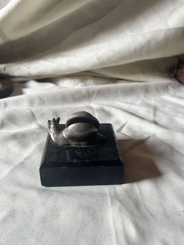 Porta tarjeta con fisonomia de caracol bañado en plata - imagen 3