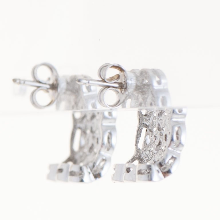 Par de caravanas oro 18k caladas con brillantes - imagen 2