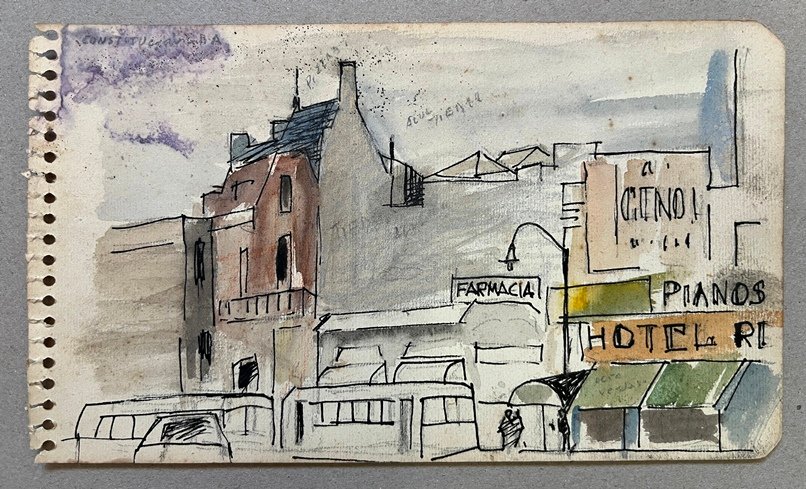 Lote anterior: Pintura de Walter Deliotti 'Ciudad' en papel