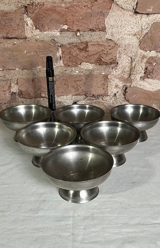 Set de 6 Flaneras de Acero Inoxidable con Pie