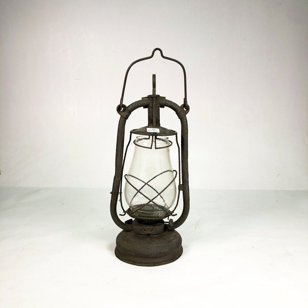 Farol a Kerosene Antiguo de Chapa Gris - 38 cm