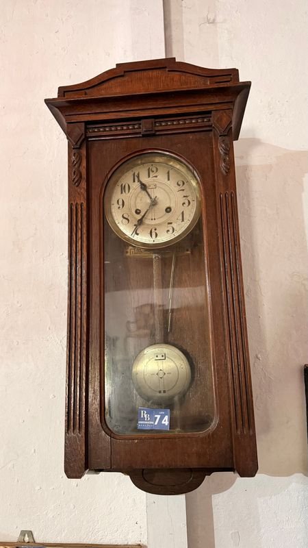 Reloj de pared antiguo en caja de roble - imagen 3