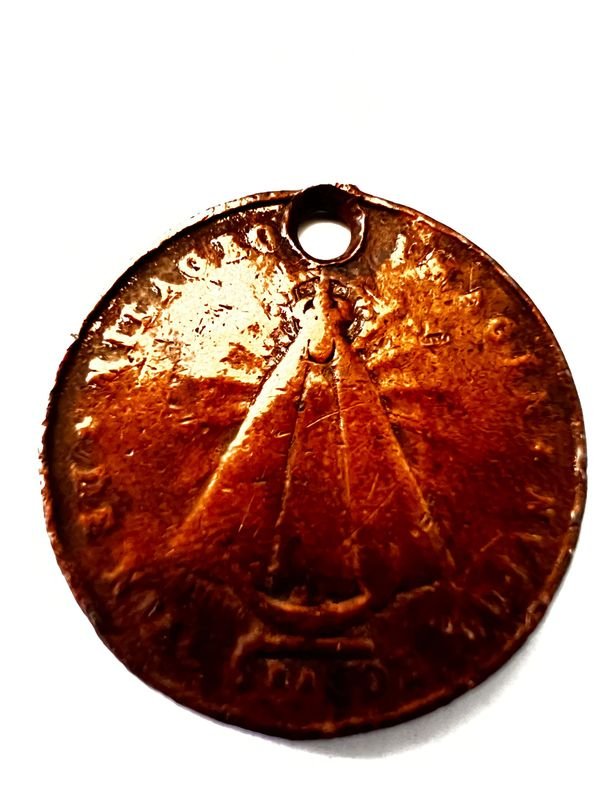 Lote siguiente: Medalla religiosa de cobre antigua