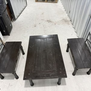 Juego de Jardín Metálico y Madera Oscura - imagen 5