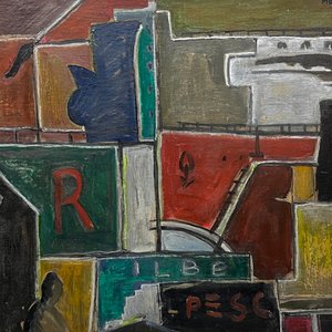 Lote siguiente: Oleo "Puerto" de José Montes, Firmado y Fechado 1983
