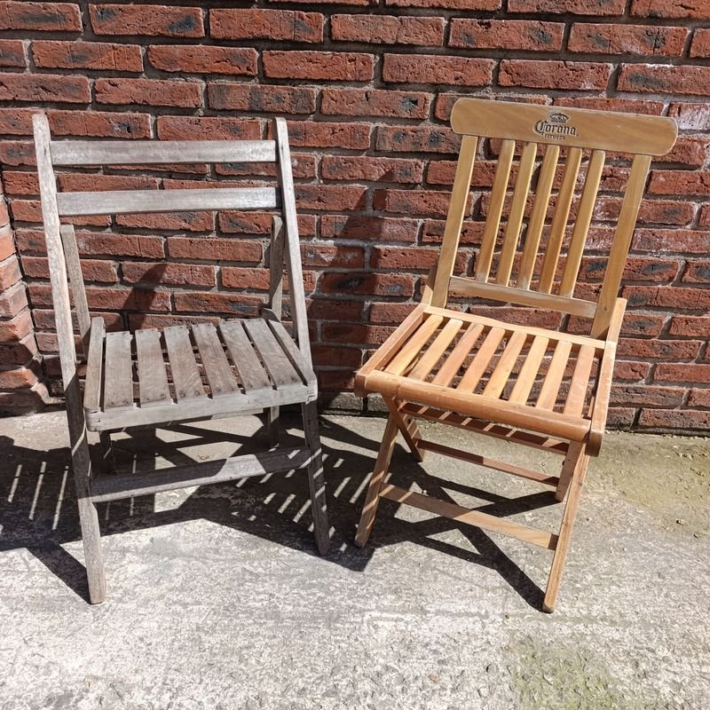 Par de Sillas Plegables de Madera Maciza Estilo Corona