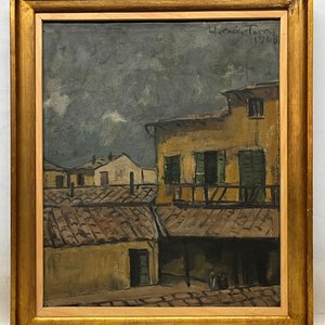 Pintura "Pueblo Italiano" de Horacio Torres - Óleo sobre Tela 60x50 cm (1960) - imagen 2