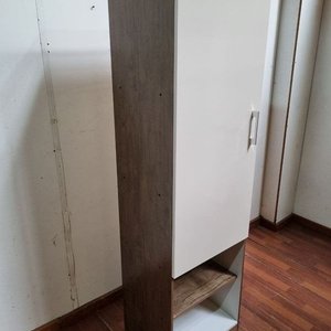 Mueble Auxiliar Blanco y Madera con Puerta y Estantes - imagen 3