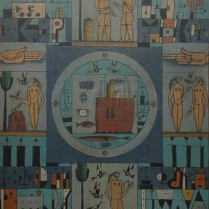 Obra "Constructivo Azul" de Manuel Pailos - Encuástica 56 x 46 cm - imagen 1
