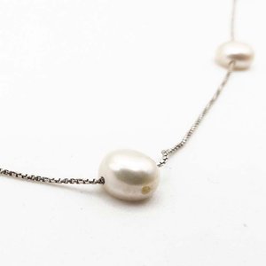 Elegante Collar de Plata con Perlas de Río Naturales - 44cm - imagen 2
