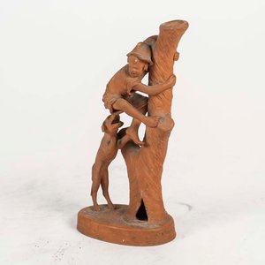 Lote anterior: Grupo de Terracota Italiana: Niño y Perro Trepando Árbol, Sellado Catania