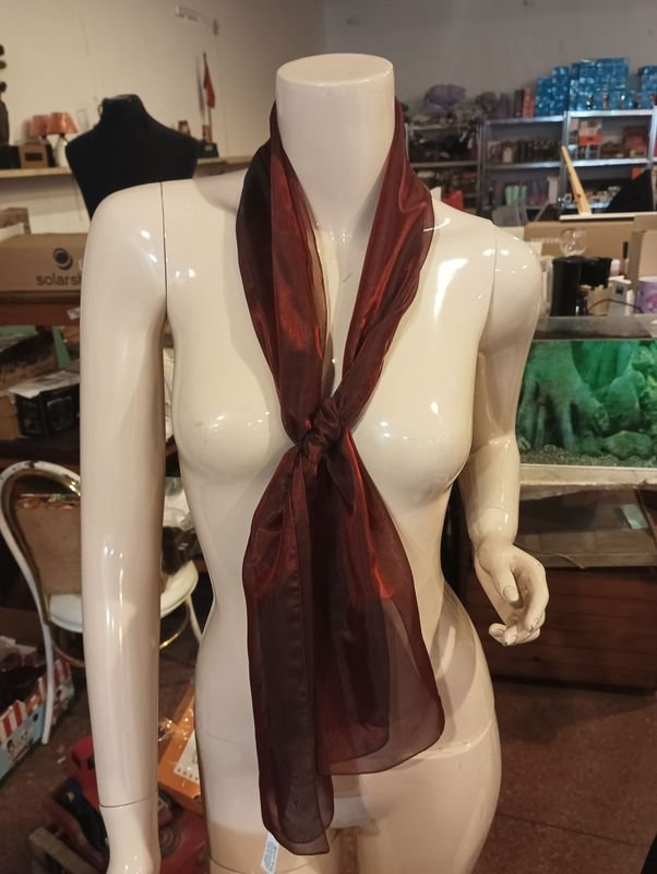 Pashmina de seda Translucida bordeaux - imagen 2