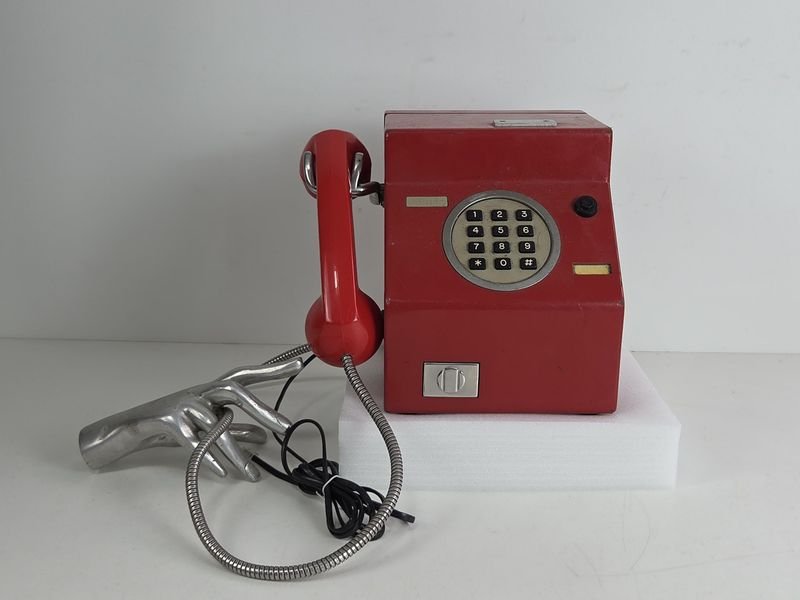 Teléfono comercial a fichas vintage rojo - imagen 2