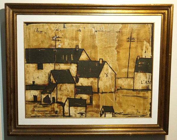 Pintura "Techos" de Jorge Ruano, Acrílico sobre Lienzo Firmado y Fechado 1979 - imagen 1