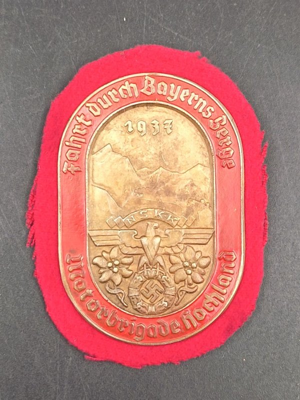 Distintivo NSKK Motorbrigade Hochland Fahrten durch Bayerns Berge 1937 - imagen 1