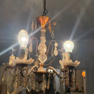 Lámpara de Techo Clásica en Bronce y Cristal Tallado - imagen 2