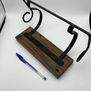 Portarrollos Rústico de Pared en Hierro Forjado y Madera - imagen 2
