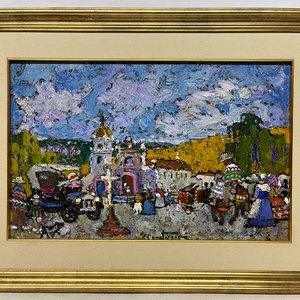 Oleo "Domingo Provinciano" de Jorge Centurión - 38 x 58 cm - imagen 2