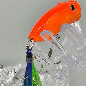 Señuelo de Pesca Popper Naranja con 2 Anzuelos Triples - imagen 5