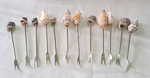 Soporte Motivo Marino en Coral y Caracol con Pinchos de Copetin Artesanal - imagen 4