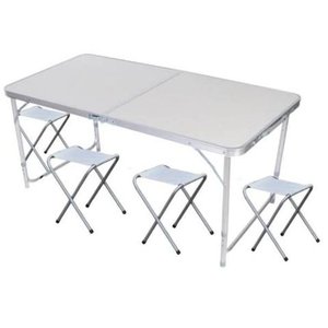 Mesa Plegadiza de Metal con 4 Banquitos de Plástico - imagen 4