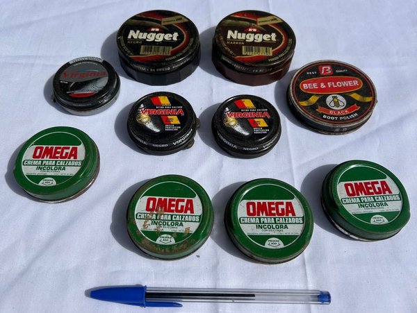 Lote de Latas Antiguas de Betún y Crema para Calzado - imagen 1
