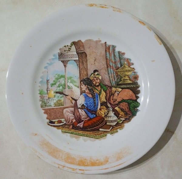 Plato Decorativo Vintage Loza Industria Uruguaya "Las Mil y Una Noches"